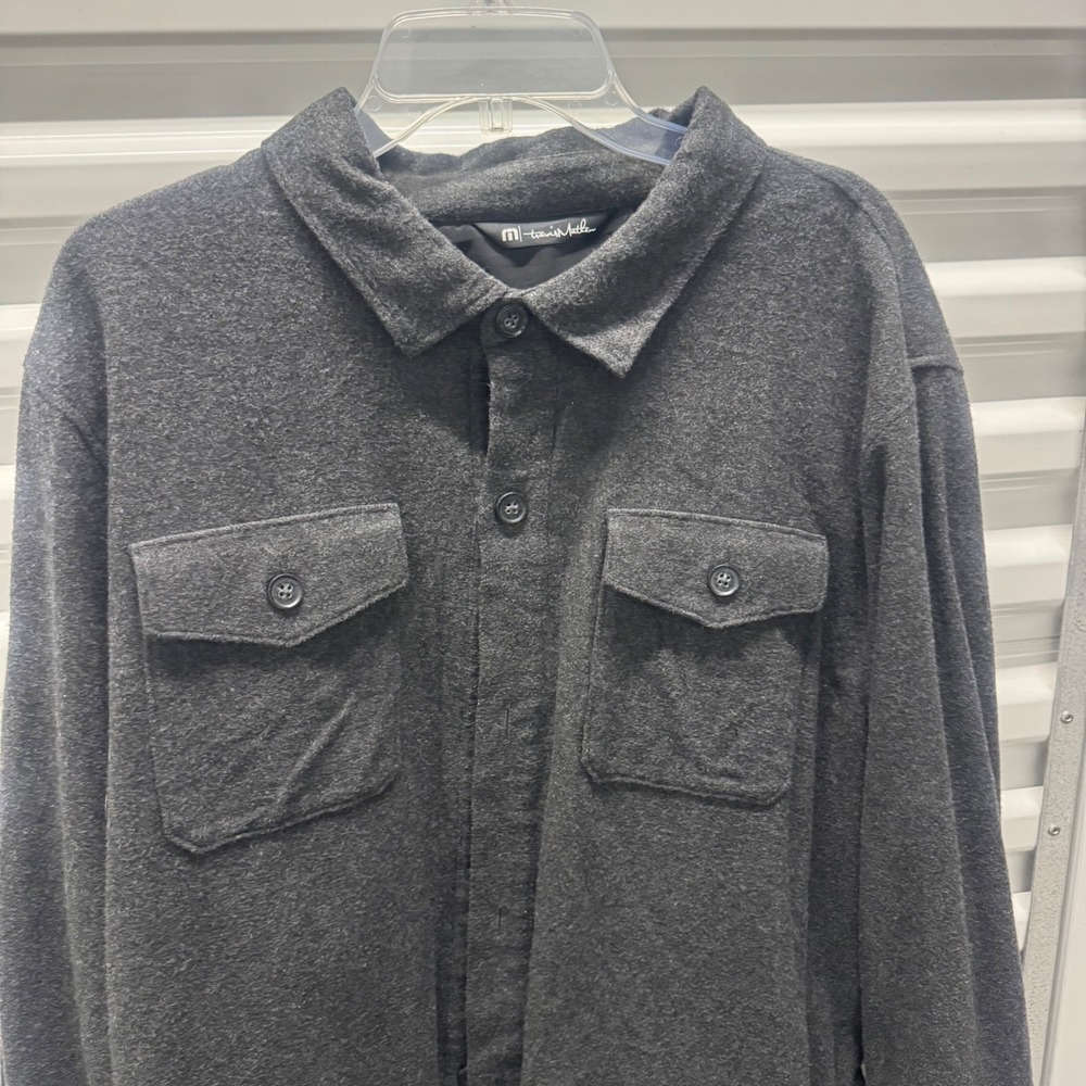TravisMathew Mens XXL Charcoal Grey Heavyweight Button Up Shirt Jacket Shacket